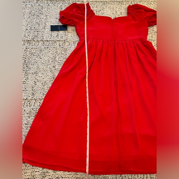 Tahari ASL Puff Sleeve Mini Dress Ruched Bodice in Grenadine Red Size 2, NWT - Picture 7 of 7